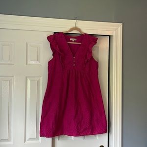 Loft hot pink eyelet mini dress